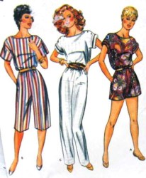 4301 LOOSE 70 ELASTIC WST JUMPSUIT 3 LENGTHS PATTERN 8, 12